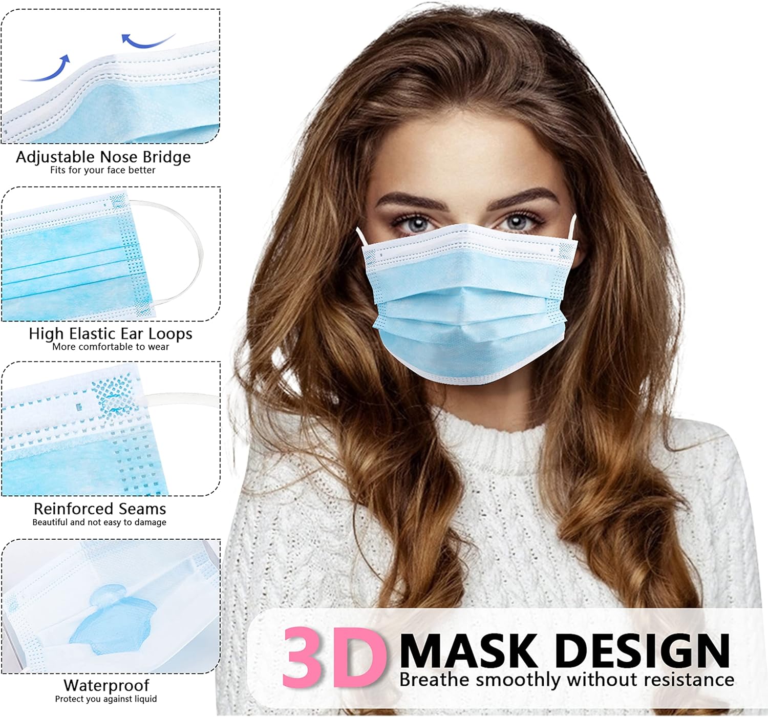 100pcs blue disposable protect - Disposable Mask Blue บทวิจารณ์และราคา