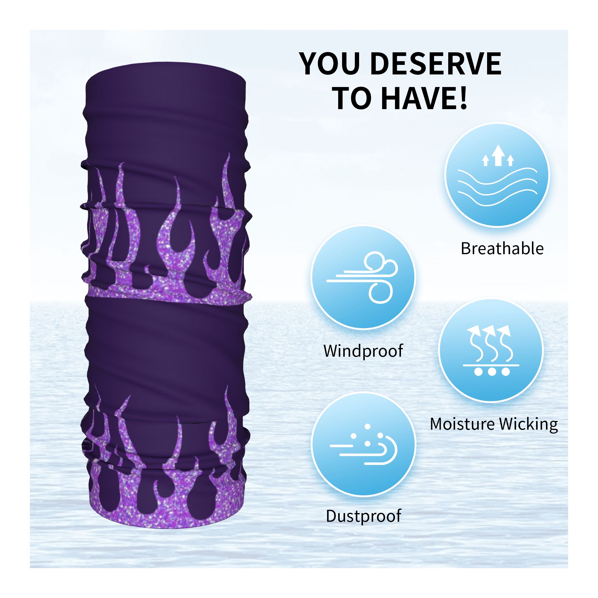 Custom Purple Glitter Flames B - Neck Gaiter Face Cover บทวิจารณ์และราคา