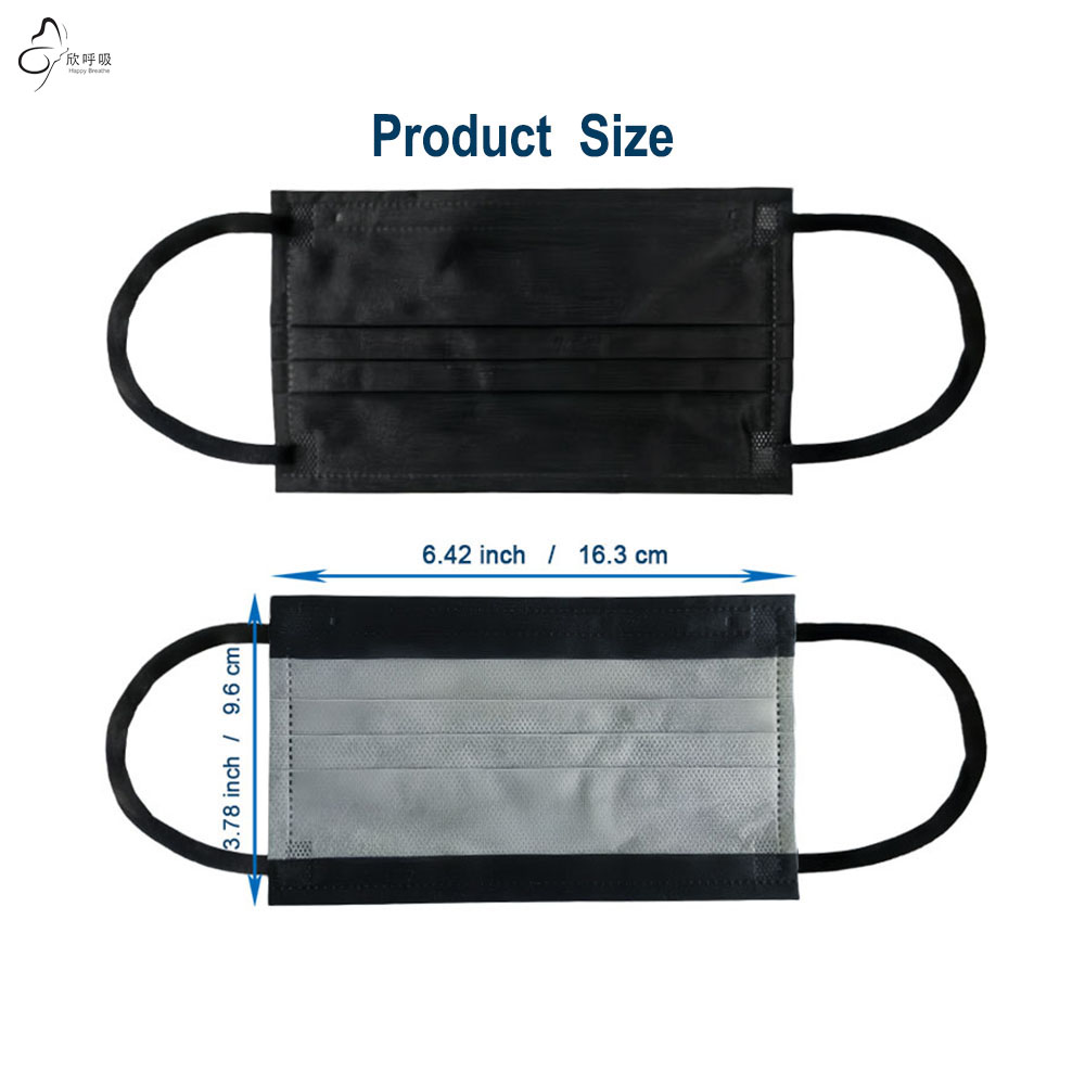 Happy Breathe 3-Layer Disposab - Black Face Mask Pack บทวิจารณ์และราคา