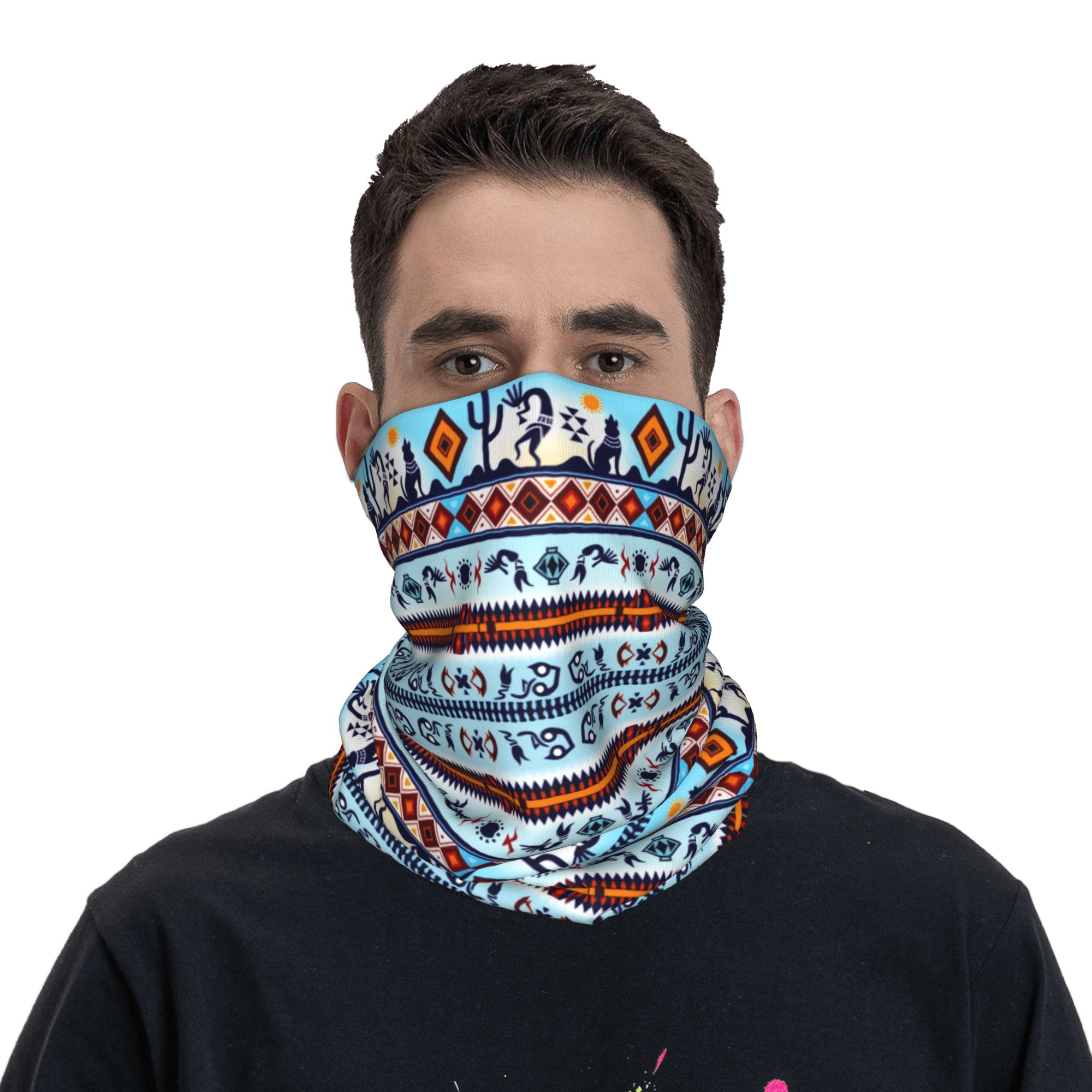 Custom Kokopelli Hohokam Treas - Neck Gaiter Face Cover บทวิจารณ์และราคา