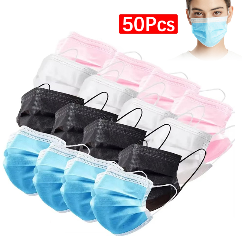 50Pcs 3-layer Mask Face Masks  - Disposable Mask Blue บทวิจารณ์และราคา