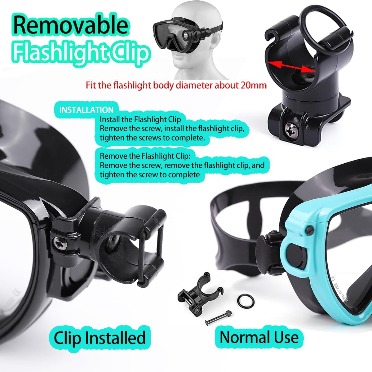 Scuba Diving Mask with flashli - Silicone Mask Bracket บทวิจารณ์และราคา